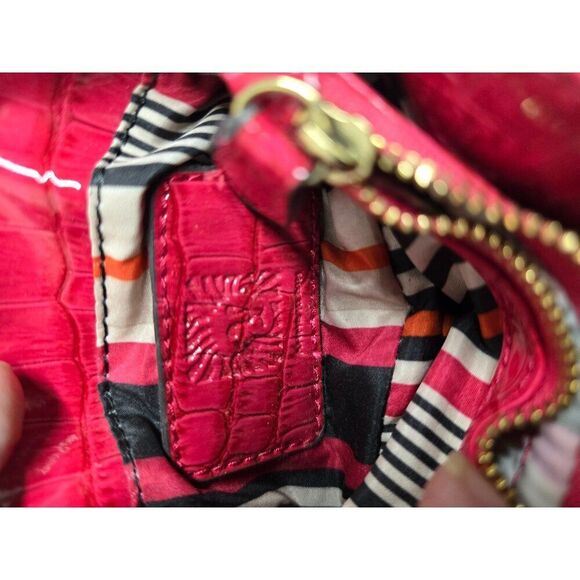 Anne Klein Red Croc-Embossed Leather Crossbody Bag With Gold Hardware - Picture 8 of 8